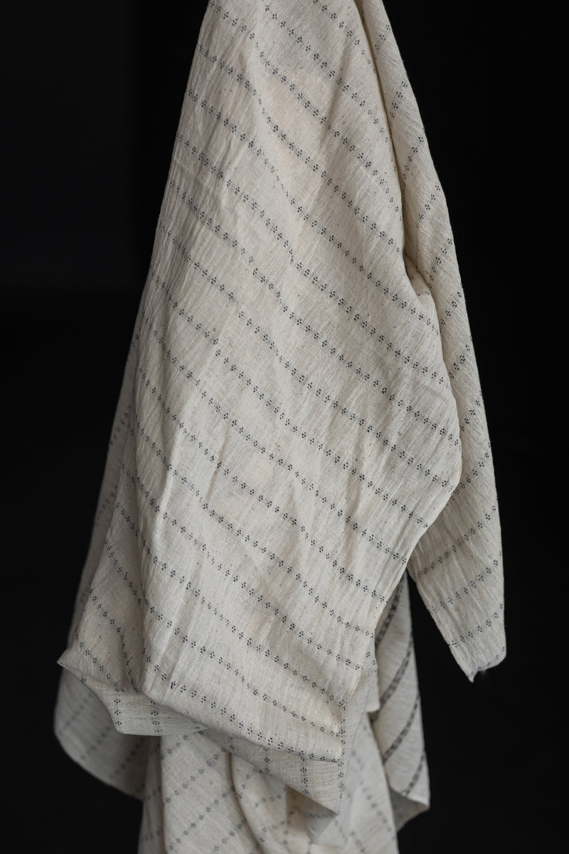 Extra Weft Handwoven Cotton - Salt Tracks