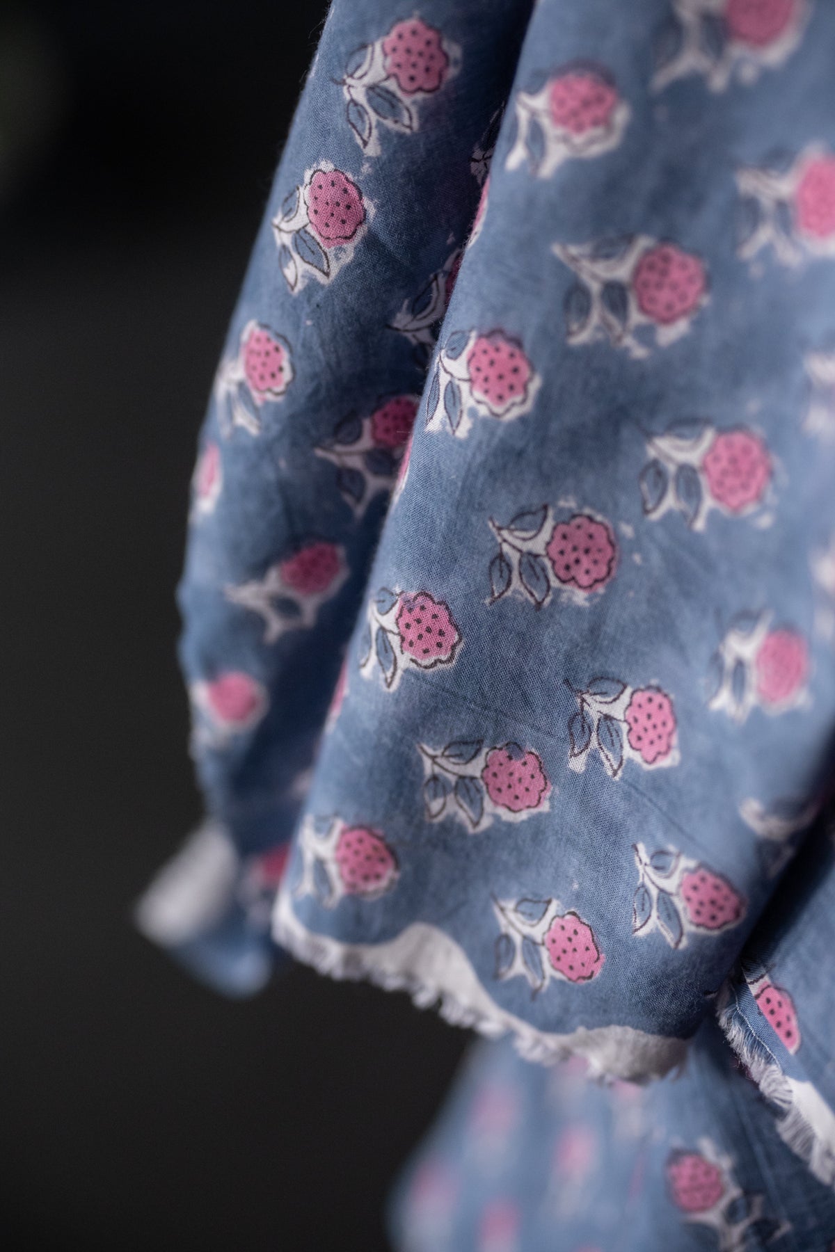 Indian Block Print Cotton - Pink Floret
