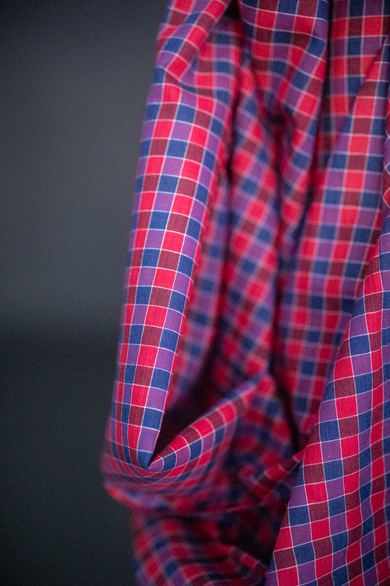 Handwoven Cotton Check - Blackberry Jam