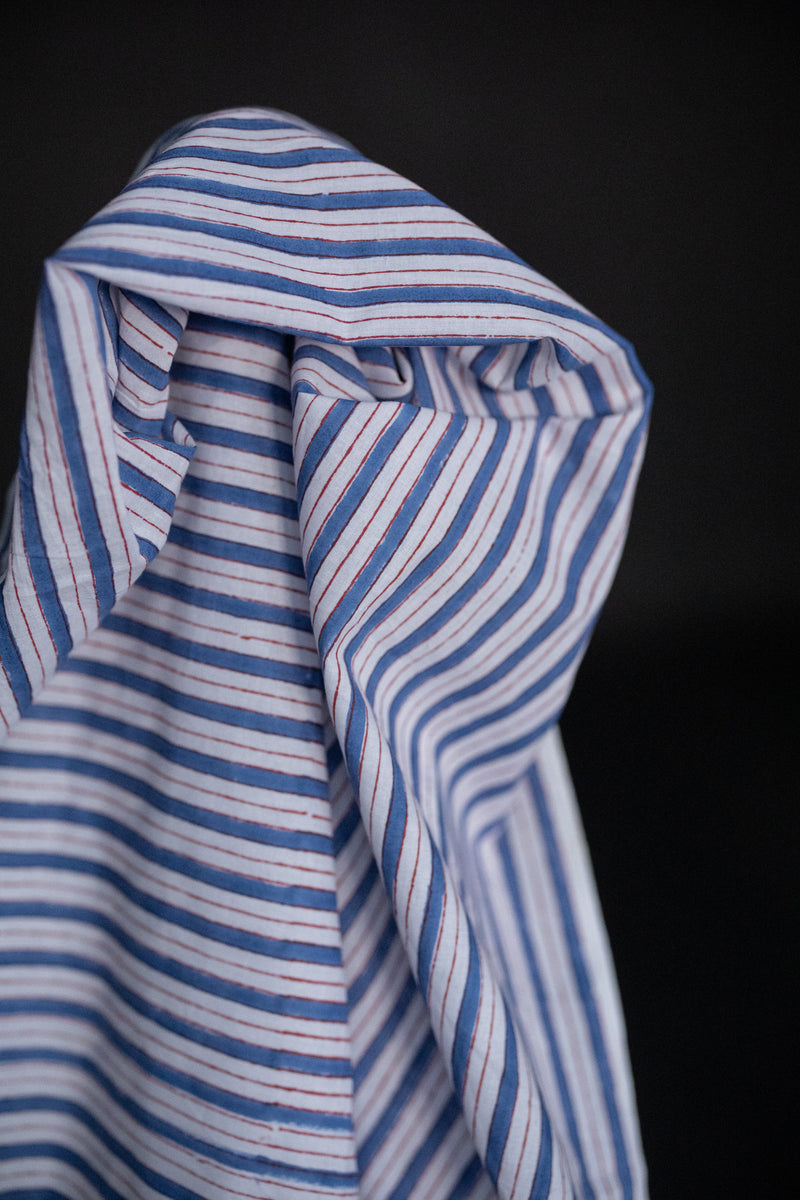 Indian Block Print Cotton - Benjamin Stripe