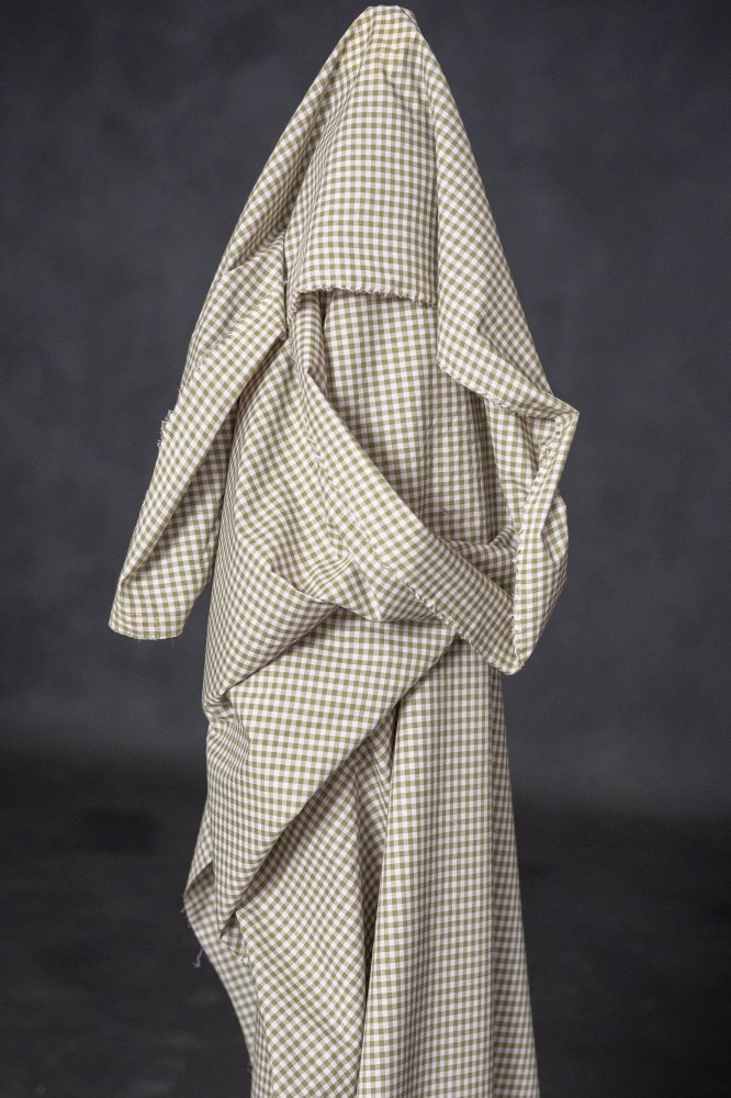 mini check pink green fabric