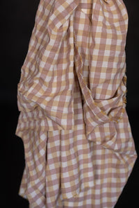 pink yellow gingham cotton seersucker
