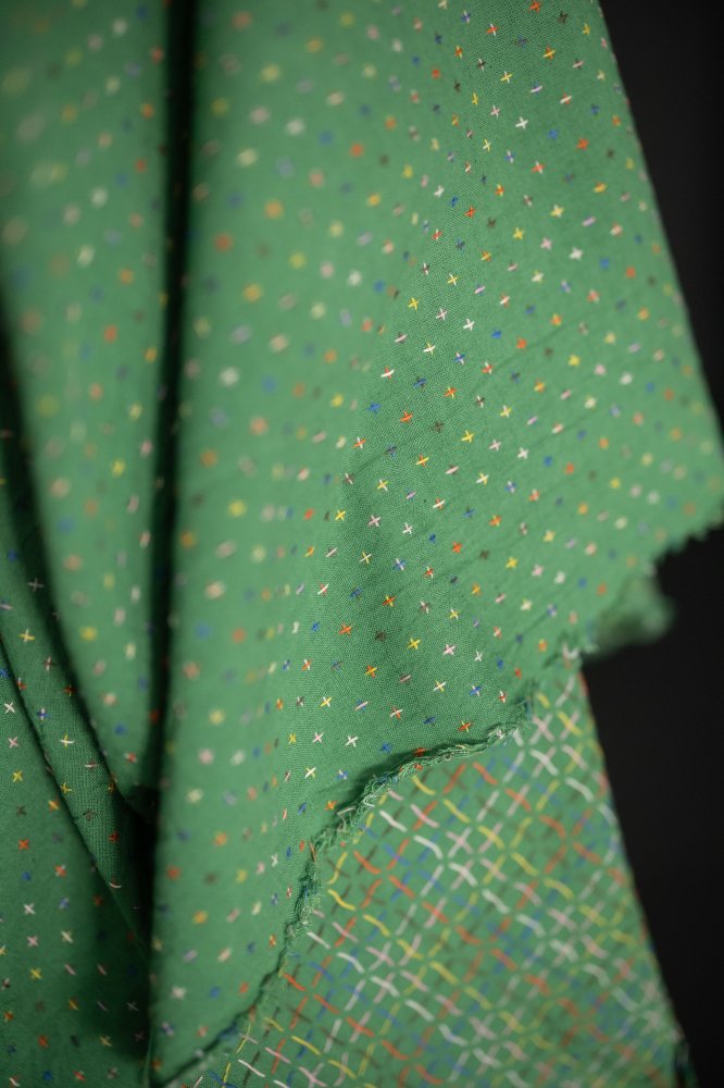 Indian Cotton Cross Stitch - Green Bobbette