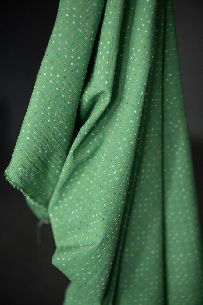 Indian Cotton Cross Stitch - Green Bobbette