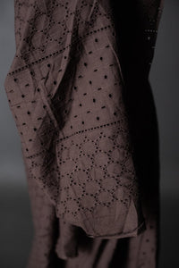 a dark rich purple eyelet embroidered cotton fabric