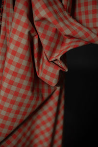 Red Gingham Cotton Linen Fabric