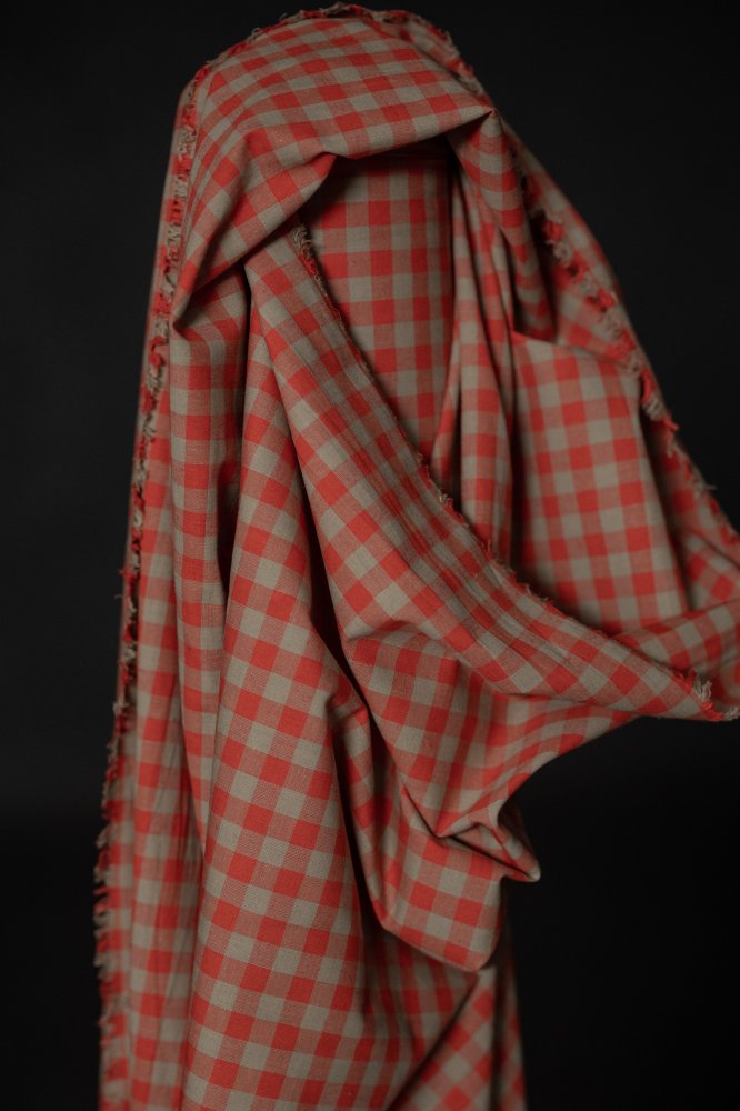Red Gingham Cotton Linen Fabric