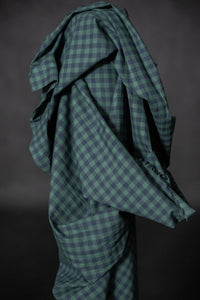 Blue Green Cotton/Linen Gingham Fabric