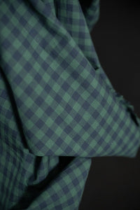 Blue Green Cotton/Linen Gingham Fabric