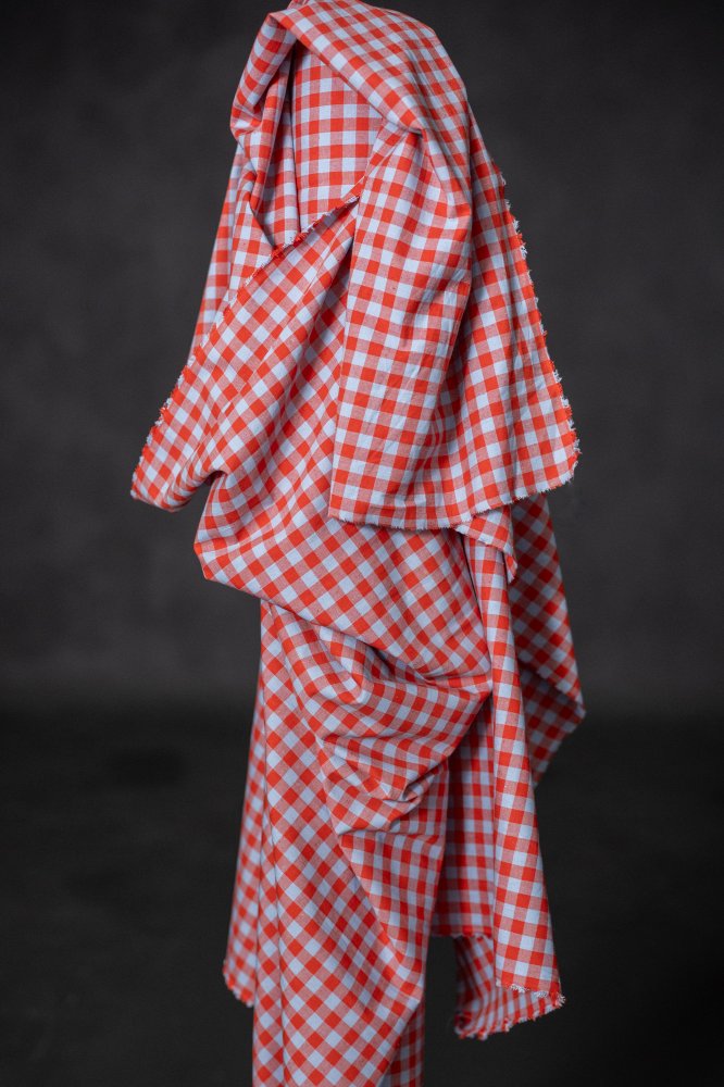 Organic Cotton/Linen Gingham - Hot Candy