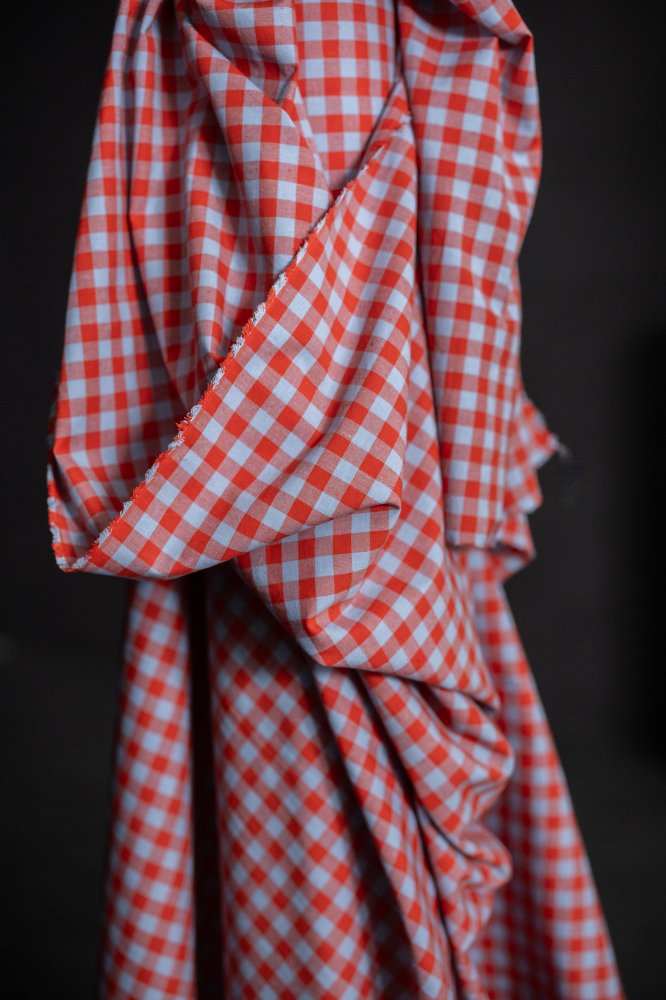 Organic Cotton/Linen Gingham - Hot Candy