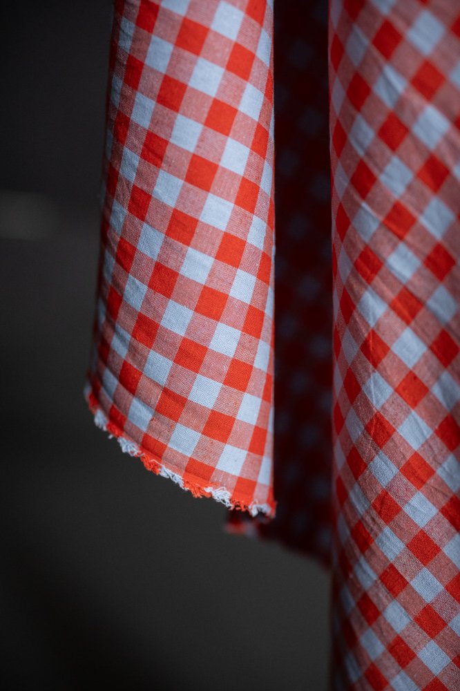 Organic Cotton/Linen Gingham - Hot Candy