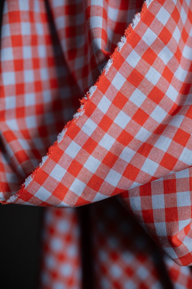 Organic Cotton/Linen Gingham - Hot Candy