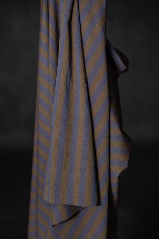 Green Purple Cotton Linen Stripe