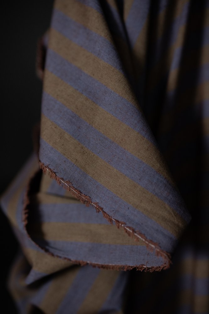 Green Purple Cotton Linen Stripe