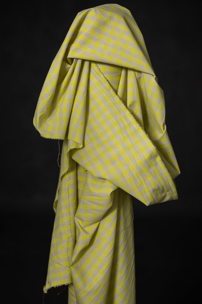 Organic Cotton/Linen Gingham - Neon Fizz