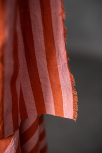 Red Pink Cotton Linen Stripe