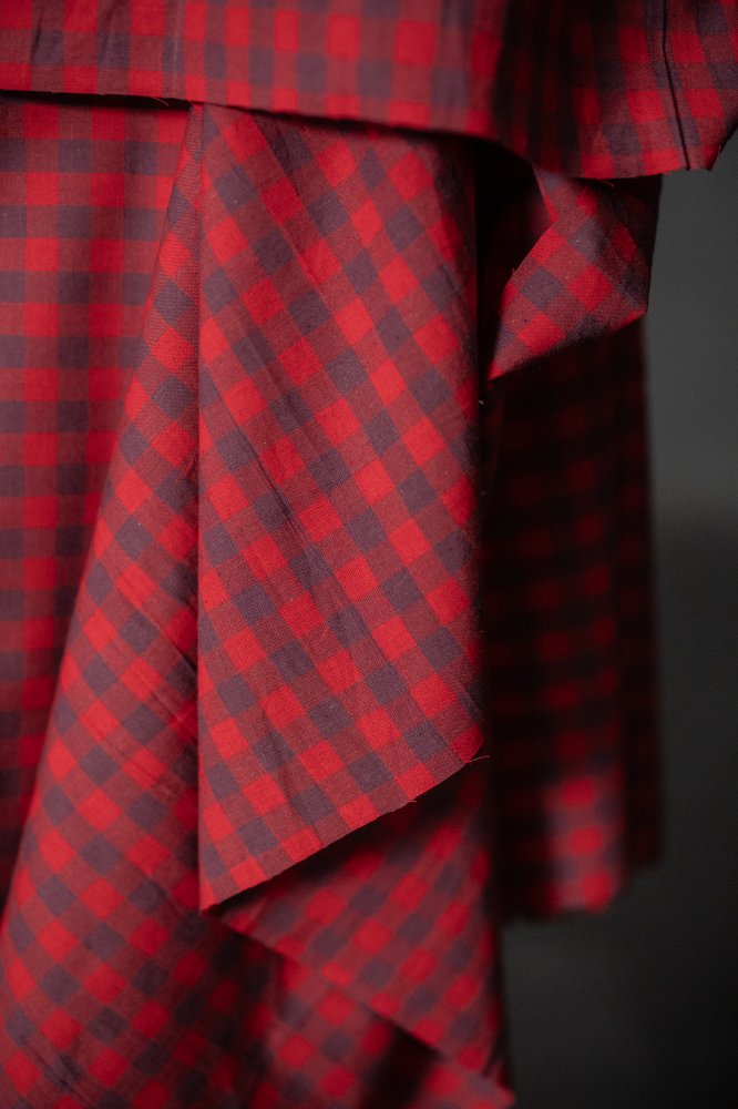 Red Gingham Cotton Linen Fabric