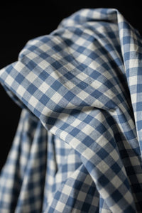 blue gingham cotton linen fabric 