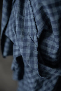 blue gingham cotton linen fabric