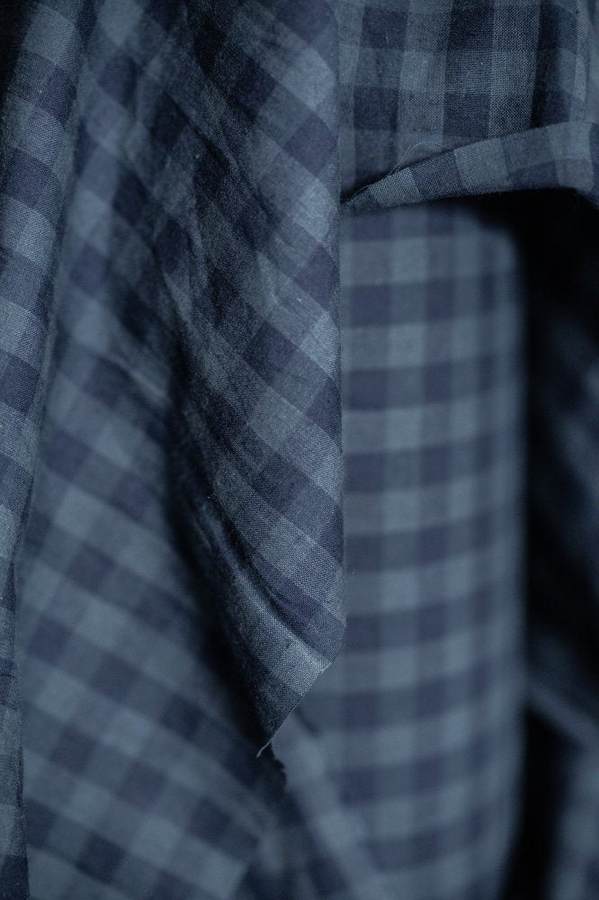 blue gingham cotton linen fabric