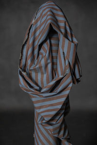 Blue Brown Cotton Linen Stripe