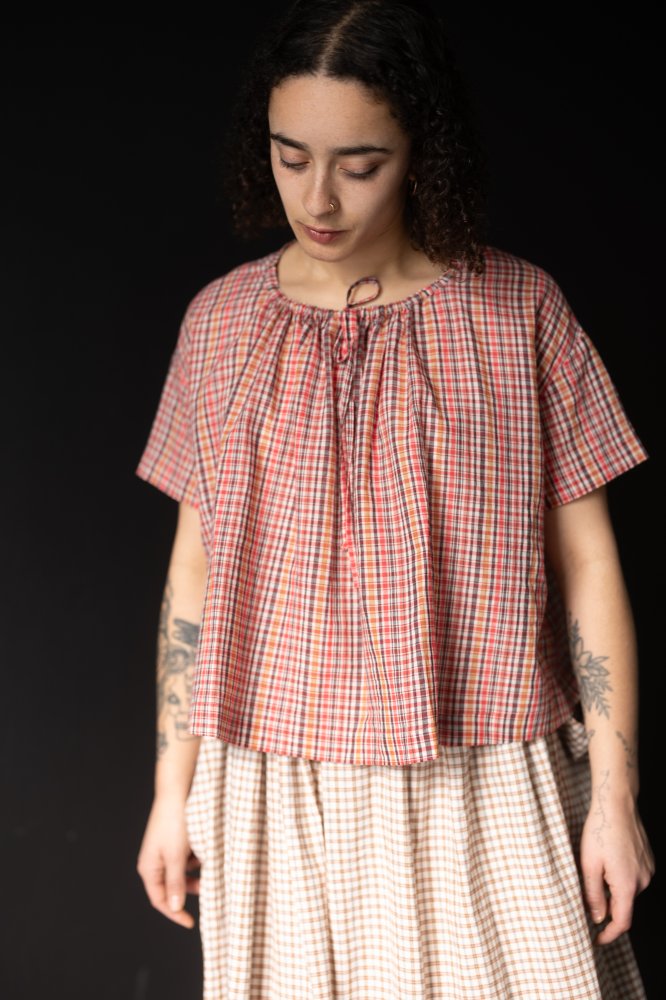 Handwoven Cotton Check - Crabapple