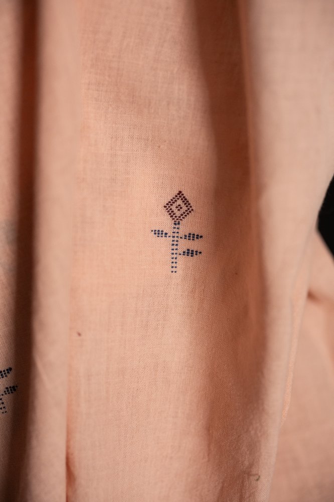 pink flower embroidered cotton