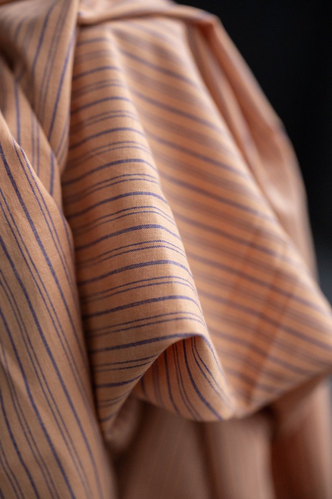 pink blue stripe handweave cotton