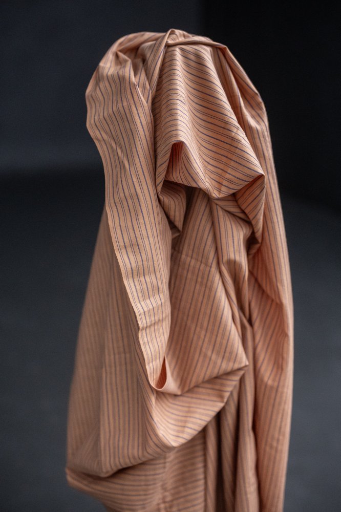 pink blue stripe handweave cotton