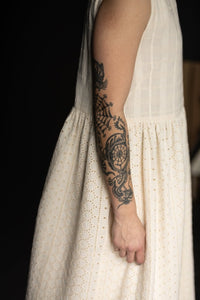 Broderie Anglaise Indian Cotton - Navy Eyelet