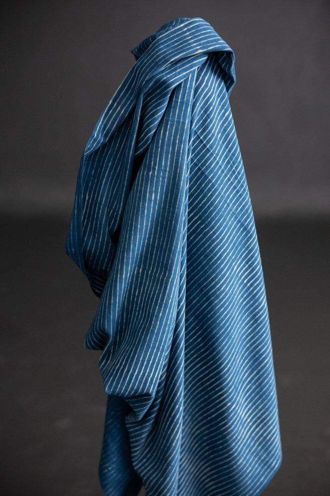 Ajrakh Organic Hand Block Print Cotton - Furrow Stripe