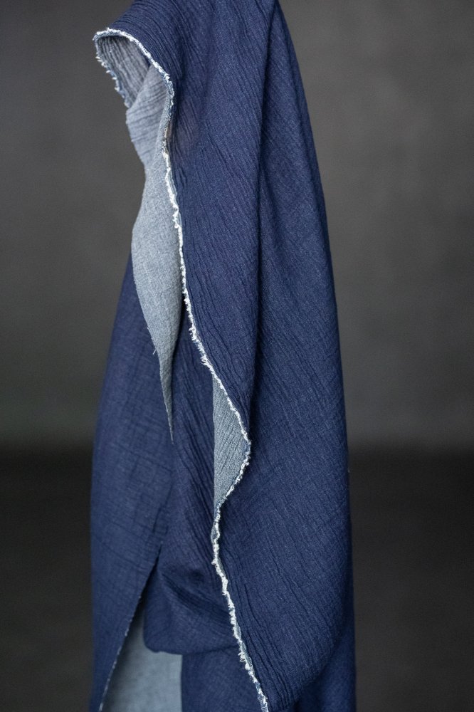 Cotton Double Gauze - Indigo Chambray Crepe