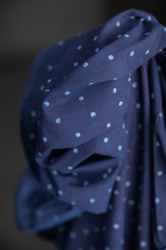 indigo polka dot fabric