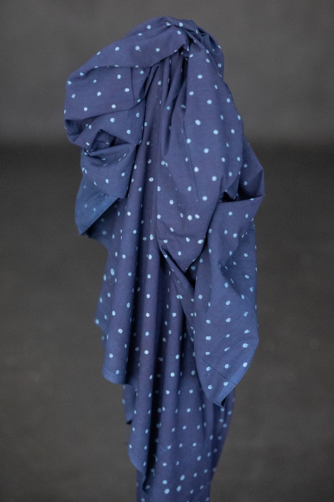 indigo polka dot fabric