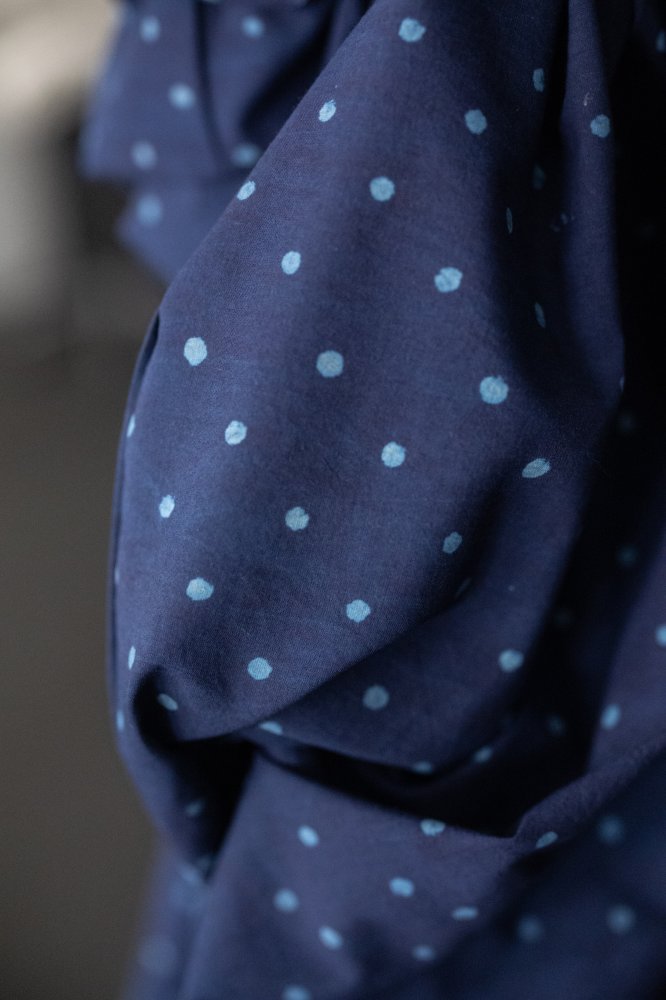 indigo polka dot fabric