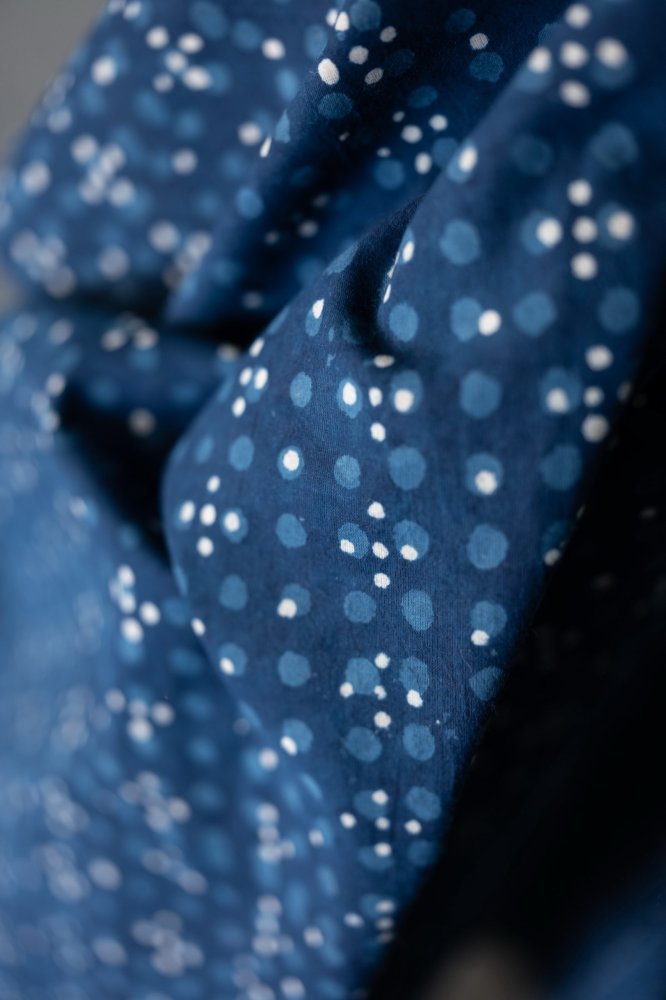 Indian Block Printed Cotton - Indigo Pond Life