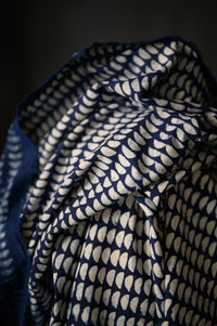 Indian Block Print Cotton - Indigo Semi Circle