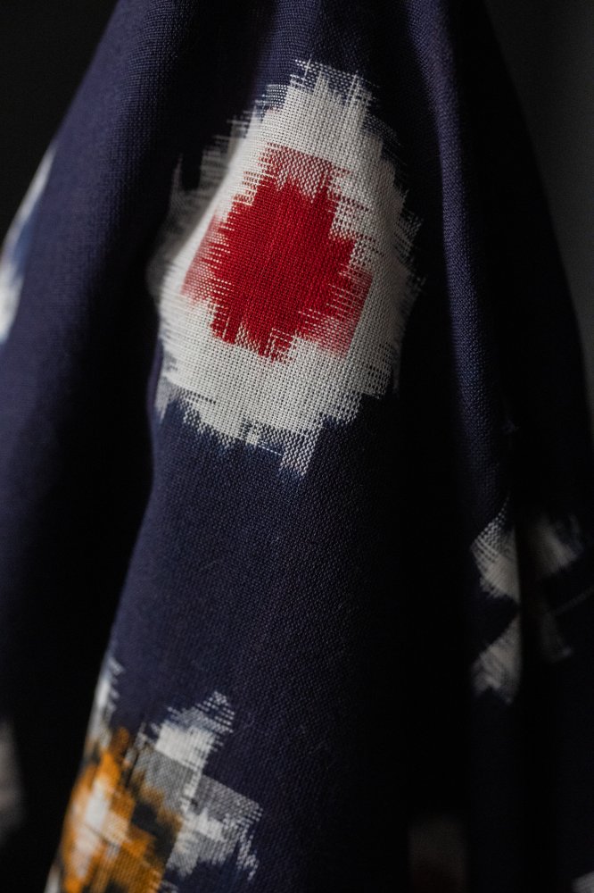 navy ikat indian cotton fabric