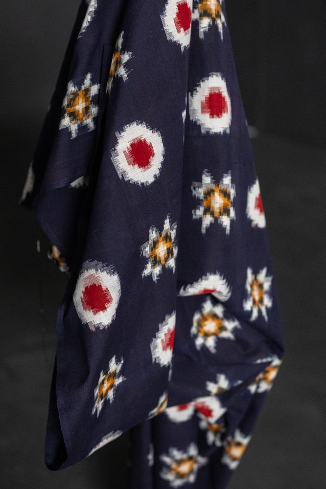 navy ikat indian cotton fabric