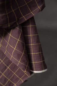 purple check handwoven linen