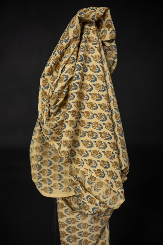 block print floral fabric 