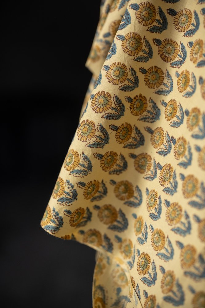 block print floral fabric 