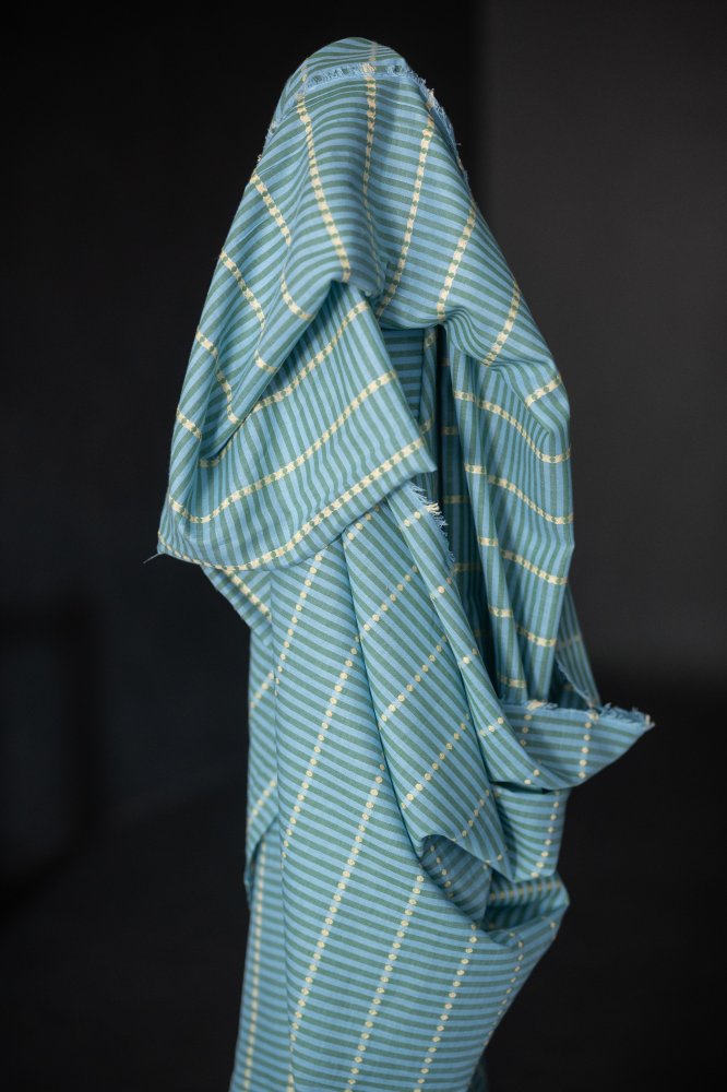 Indian Striped Cotton - Blue/Green Lumiere