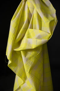 yellow check sheer cotton fabric