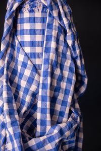 blue pink cotton seersucker gingham