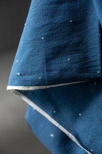 bright navy Tangalia Indian cotton fabric