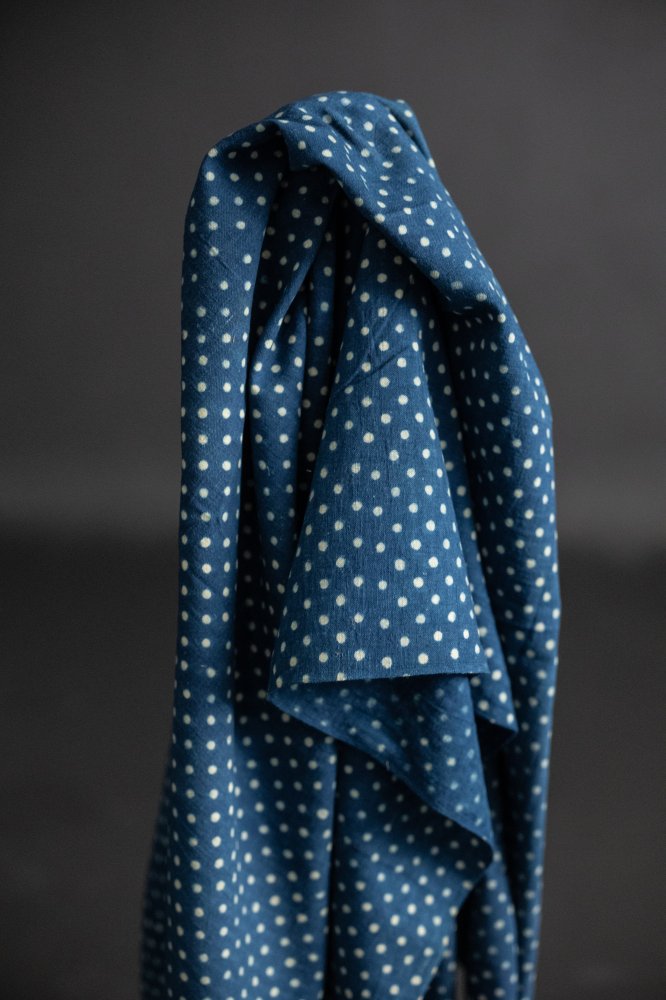 Ajrakh Organic Hand Block Print Cotton - Mini Indigo Spot