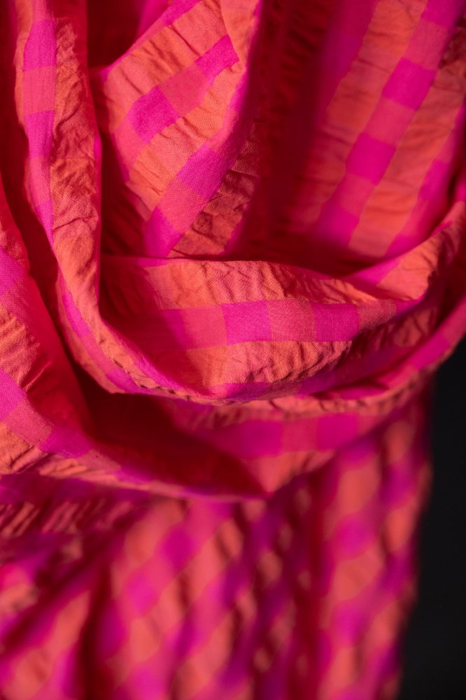 pink red seersucker cotton gingham