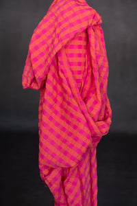 pink red seersucker cotton gingham